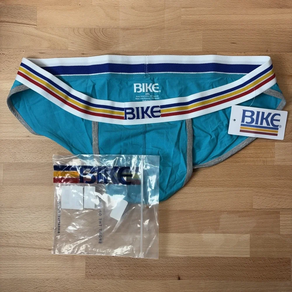 Bike Jock Brief Men's XXL 2XL Blue Cotton Stretch Underwear Retro New